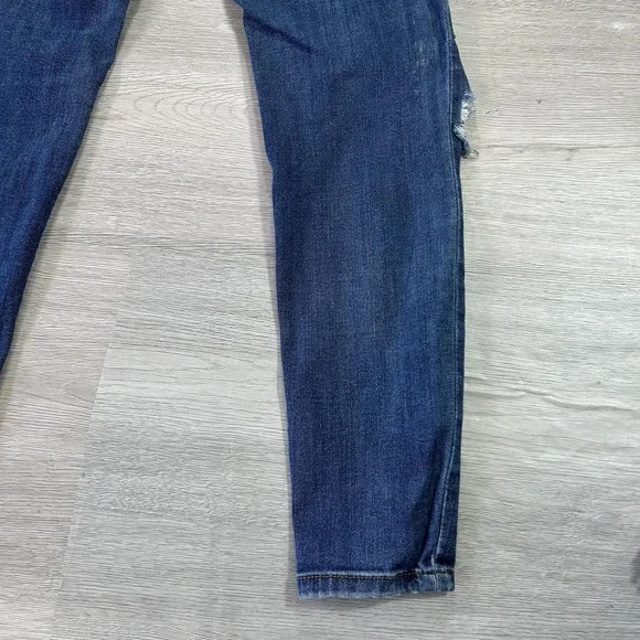Free People Skinny Jeans Womens 24 Blue Dark Wash Ripped Knees Stretch Denim - Picture 6 of 15